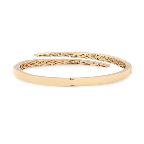 Rachel Koen 4.27Ctw Tapered Baguette Cut Diamond Bangle Bracelet 18K Yellow Gold - Picture 3 of 6